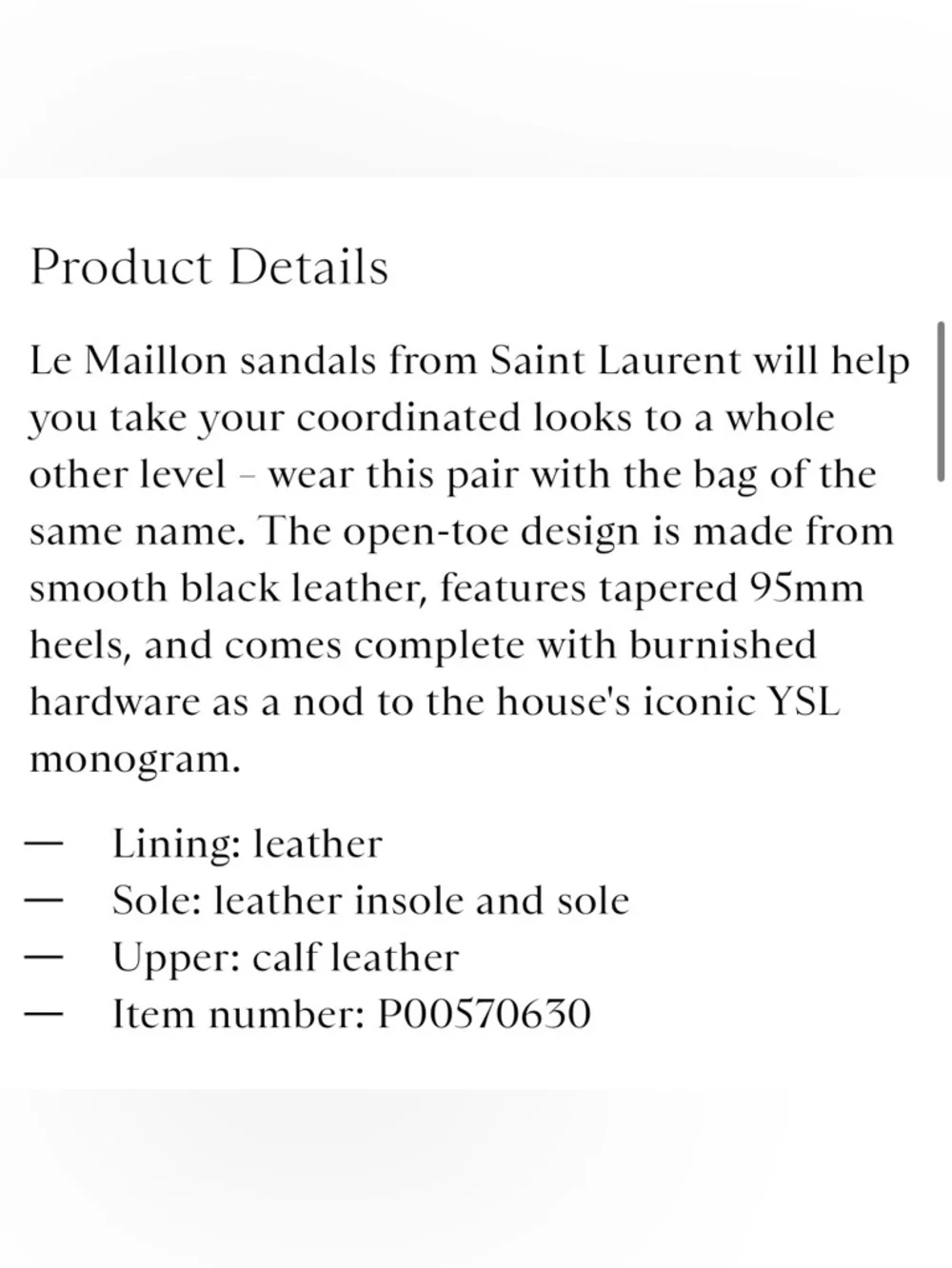 Saint Laurent Le Maillon 95 Sandals in black calf leather.  37.5 - Picture 7 of 14